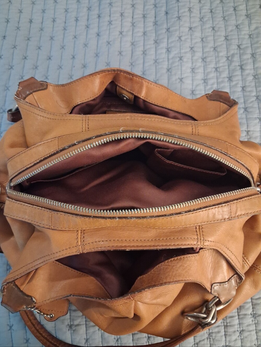 Coach Tan Leather Shoulder Bag - Classic Women's Hobo Silver Hardware - Picture 9 of 16